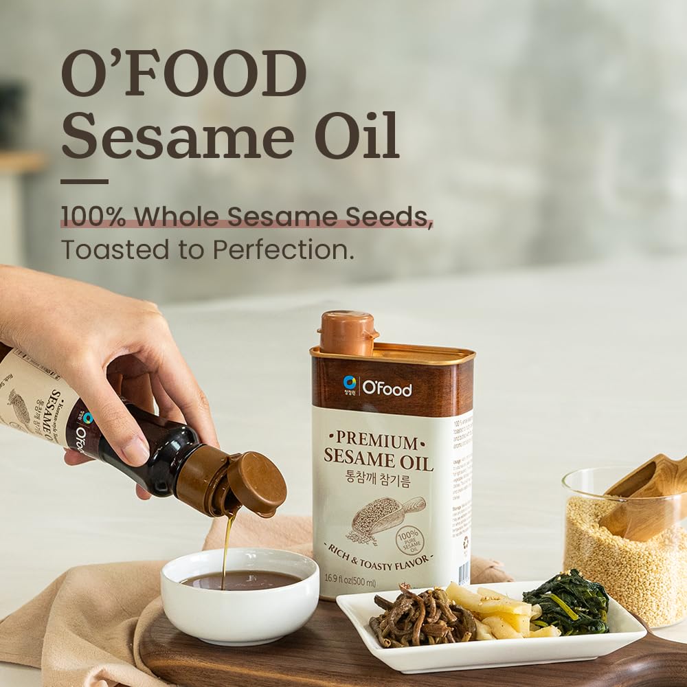 Chung Jung One OFood enhanced Sesame Oil  5.4 Fl Oz  100% Pure Sesame Seed Oil  Korean-Style Toasted  Rich and Nutty Flavor  Good for Cooking  Stir-fry  Noodles  Dressing  Drizzle