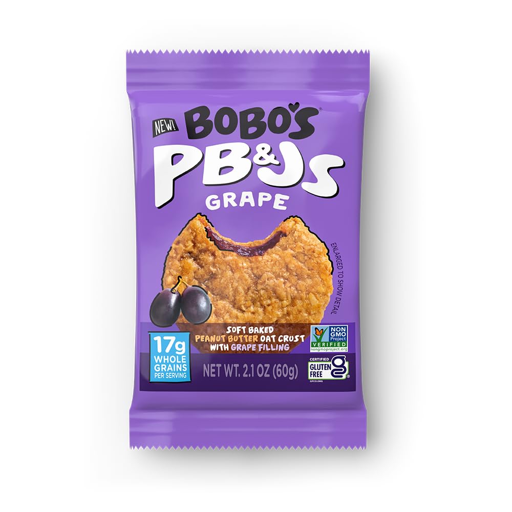 Bobos Peanut Butter And Jelly Oat Snack Variety Pack, 10 Grape Flavored, 10 Strawberry Flavored, Healthy Everyday Snack