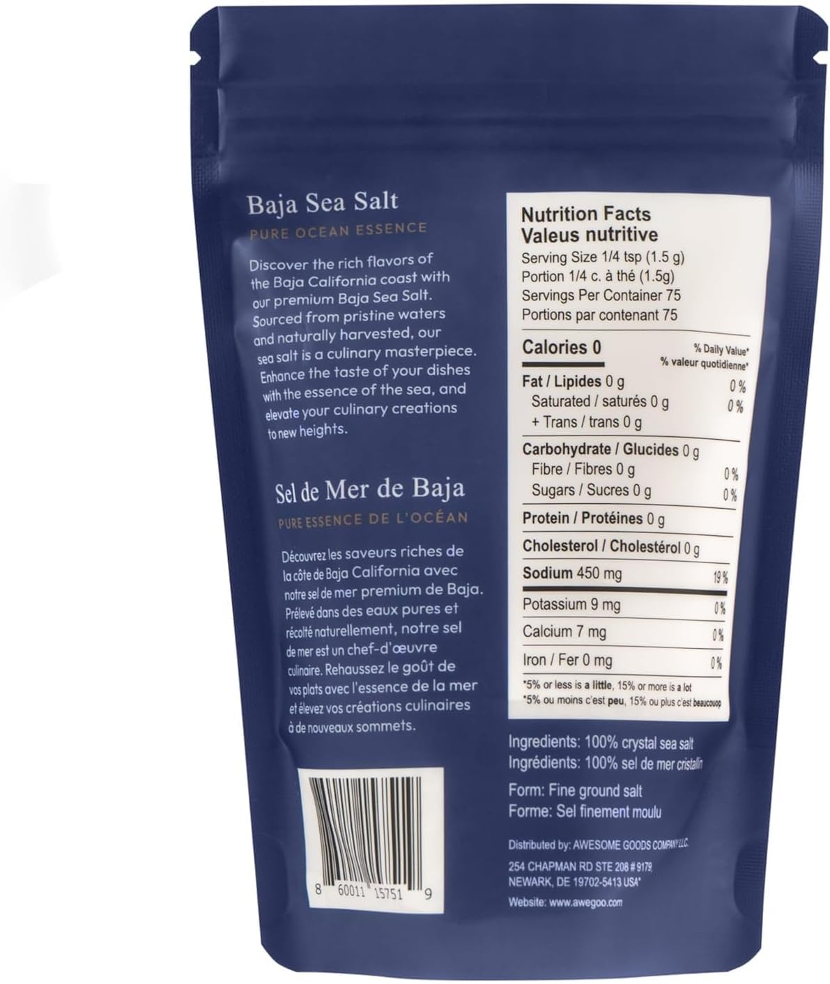 Saltcraft Company - Baja Sea Salt, Natural Grain Crystals, Low Sodium 30%, Kosher Certified & Mineral Salt - 4 Ounce