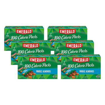 Emerald Nuts Whole Almonds, 100-Calorie Individual Packs 7Ct, 4.34 Oz (Pack Of 6)