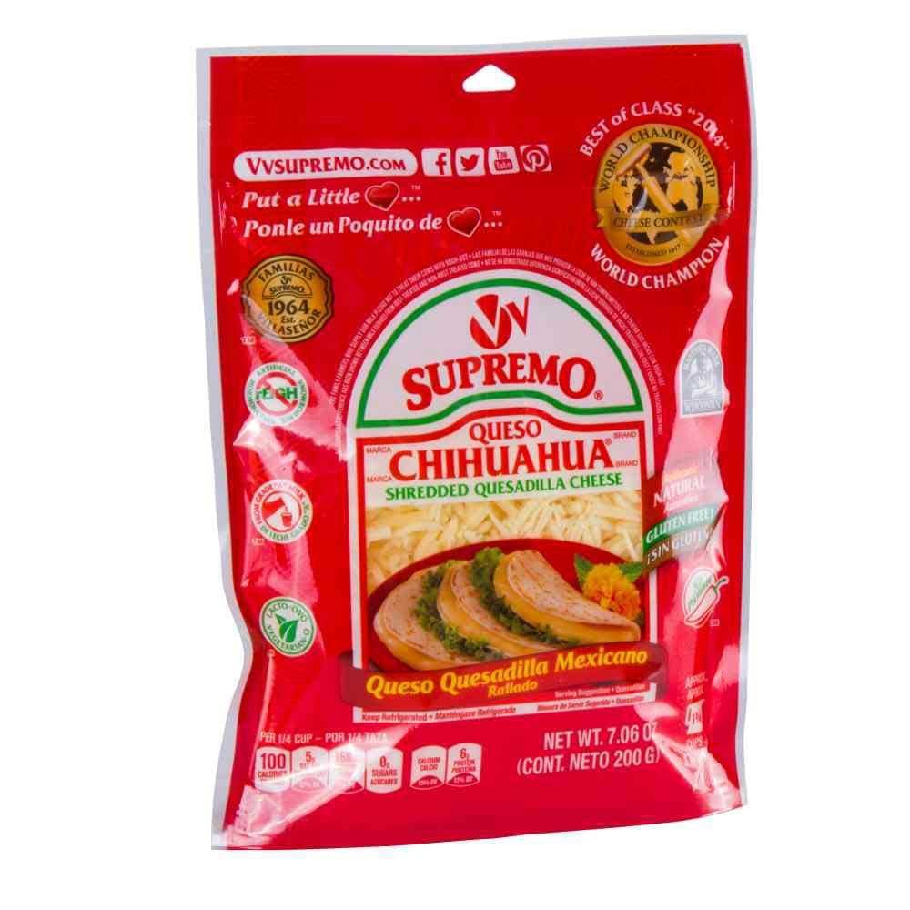 Supremo Queso Chihuahua Shredded Quesadilla Cheese, 7.06 Ounce -- 12 per case.