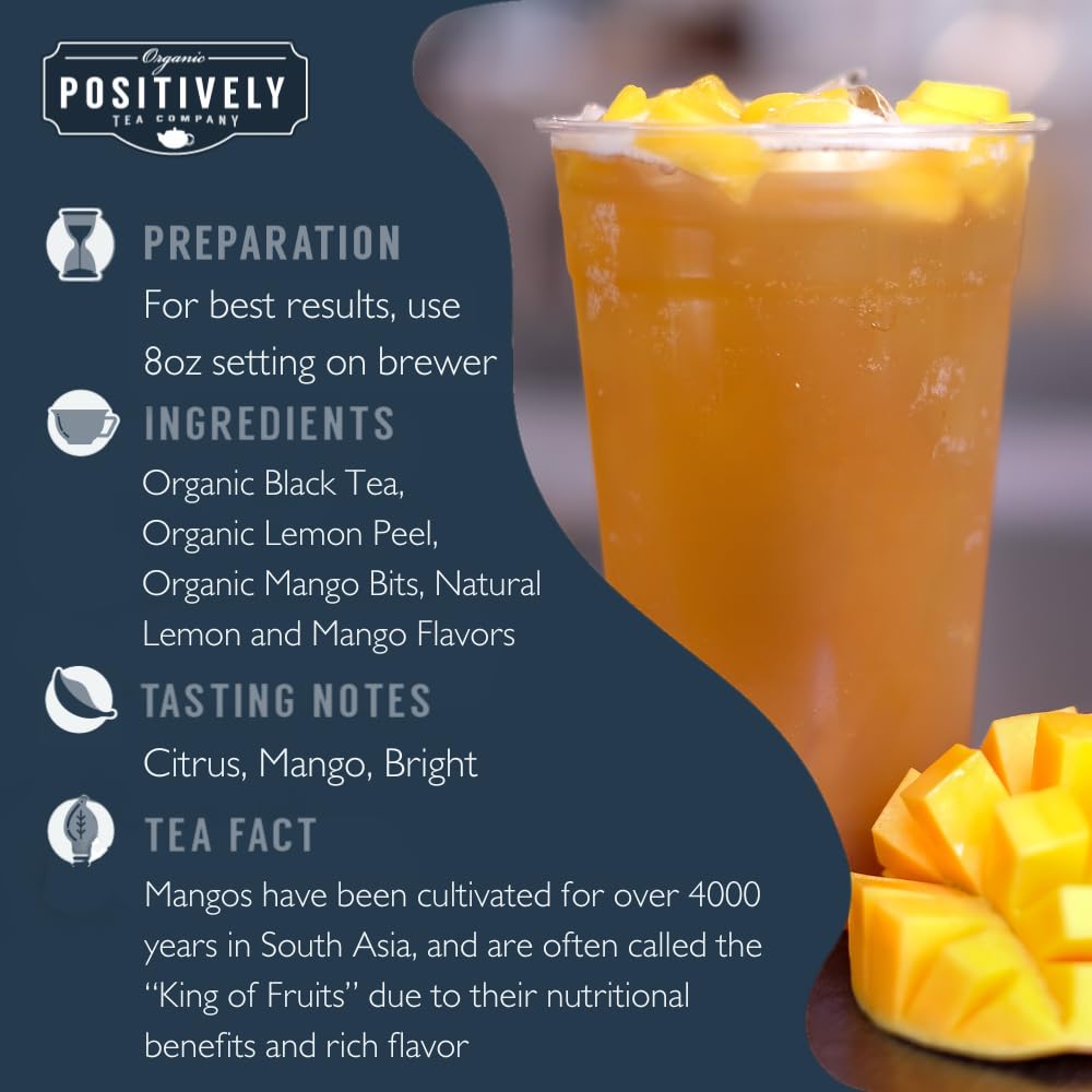Organic Positively Tea Company, Mango Tango Black Tea, K-Cup Compatible, 24 Pods
