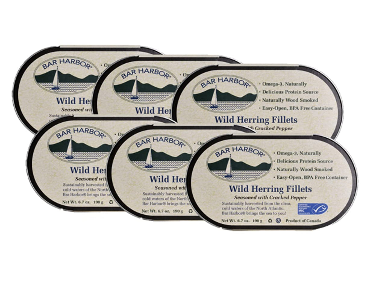 Bar Harbor Wild Herring Fillets with Cracked Pepper, 6.7 oz (Pack of 6)
