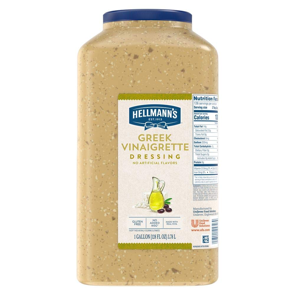 Hellmann's Greek Vinaigrette Salad Dressing Jug Gluten Free, No Artificial Flavors or added MSG, 1 gallon (Pack of 1)
