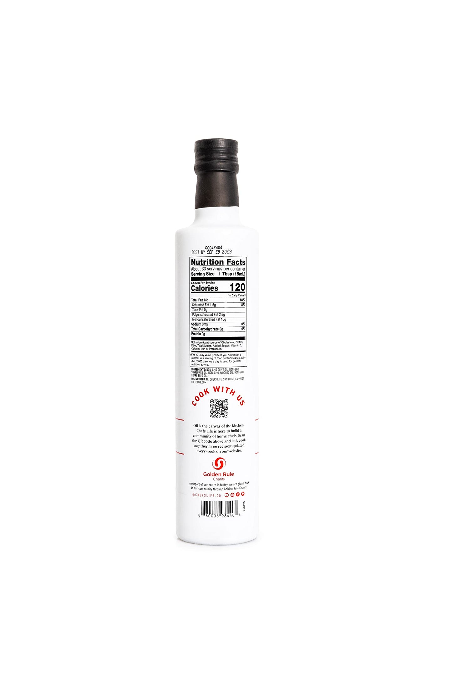 Chefs Life Extra Virgin Olive Oil, 100% Pure EVOO, 16.9 Fl Oz, Non-GMO, Perfect for Dressing, Drizzle, and Dipping