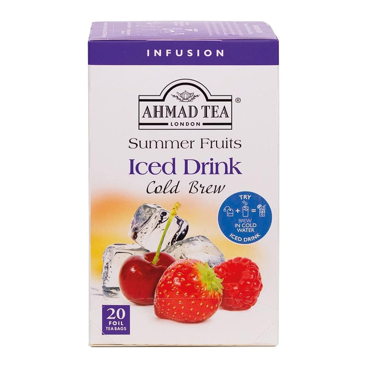 Ahmad Tea Herbal Tea, Cold Brew Summer Fruits Teabags, Iced Tea, 20 ct (Pack of 1) - Decaffeinated