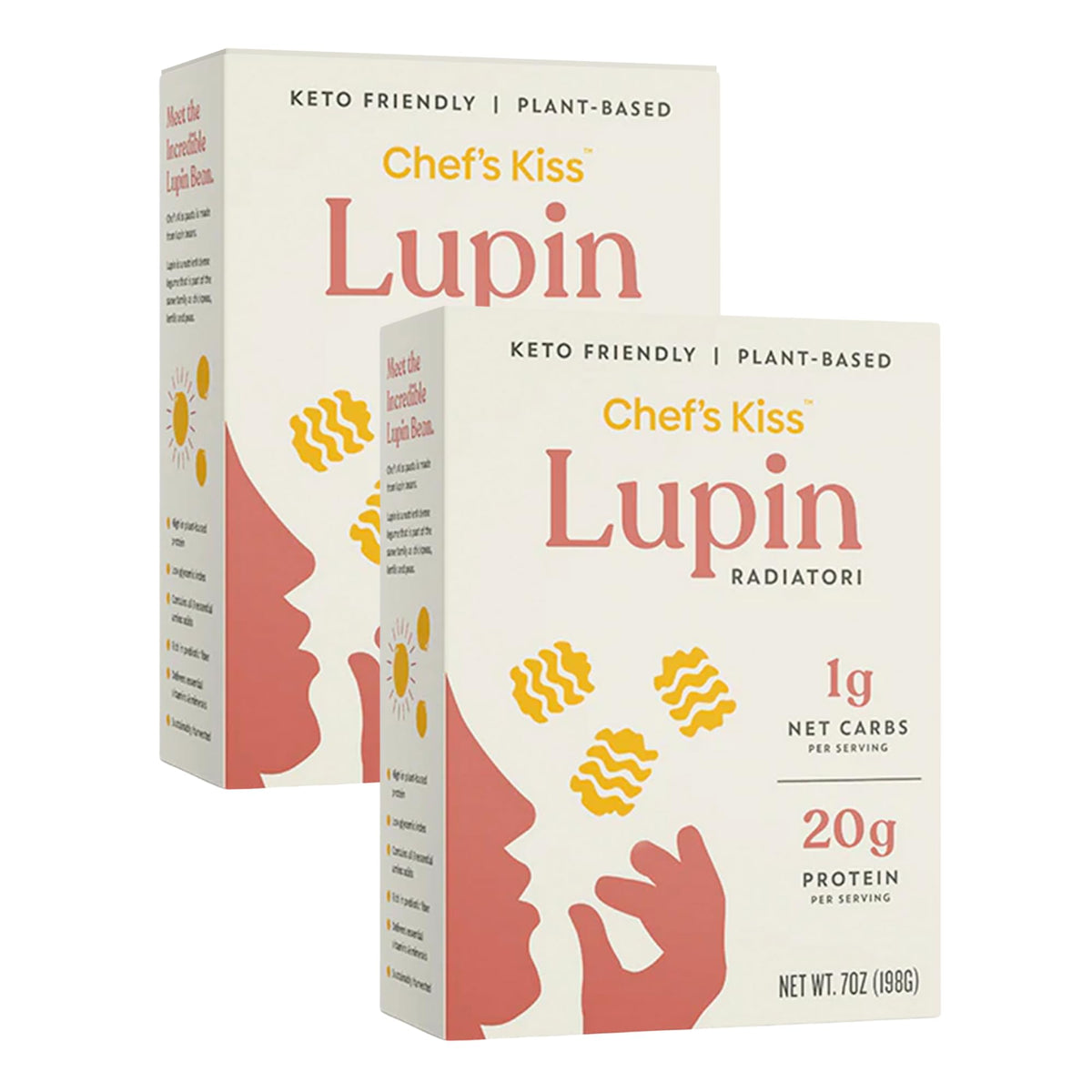 Chefs Kiss Low Carb Pasta | 1g Net Carbs, 20g Protein | Gluten Free, High Fiber | 2-pack (7oz)