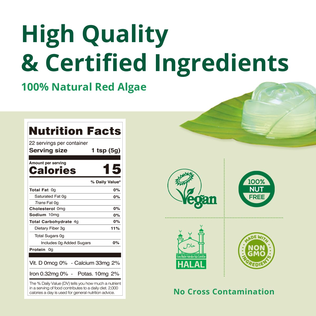 LIVING JIN Agar Agar Powder - Vegan Gelatin Substitute, Gluten-free, Non-GMO, 4oz