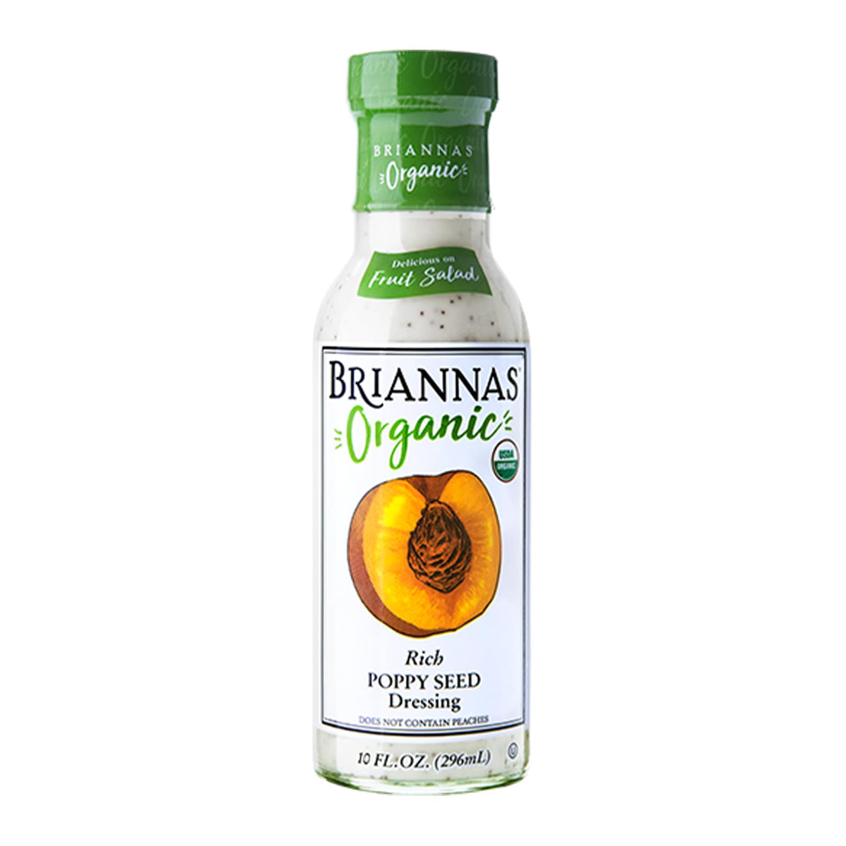 BRIANNAS Organic Poppy Seed Dressing - Certified Kosher Salad Dressing - 10 Fl Oz Bottle
