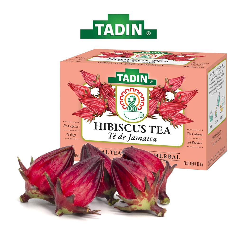 Tadin Hibiscus Herbal Tea, Caffeine Free, 24 Tea Bags, Pack of 3, 1.44 oz