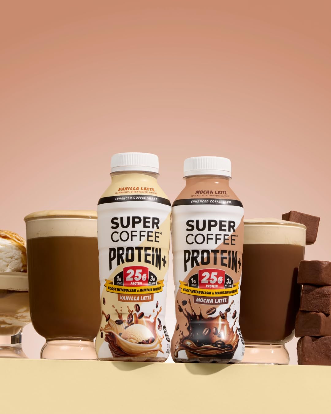 SUPER COFFEE Protein+  Keto Protein Coffee (0g Added Sugar  25g Protein  150 Calories) [Vanilla] 12 Fl Oz  12 Pack | Iced Smart Coffee Drinks