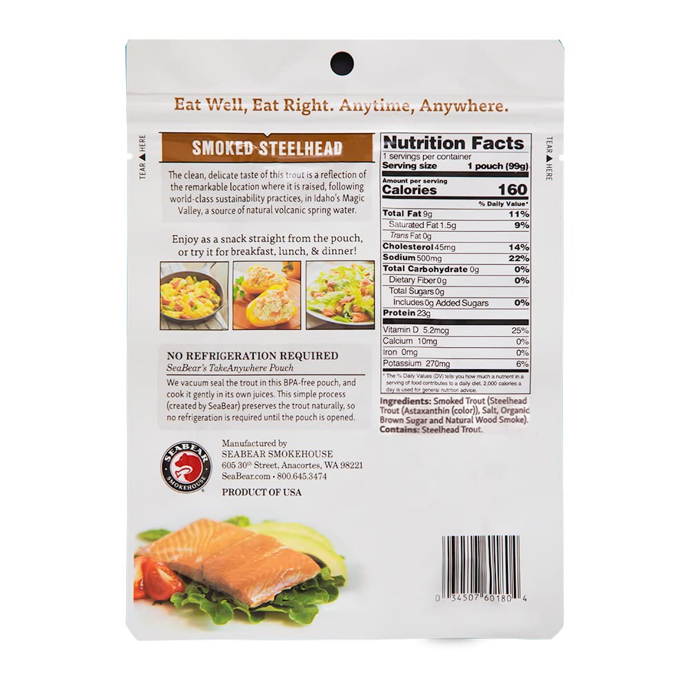 SeaBear Idaho Trout Fillet 6-Pack, Fully Cooked, Shelf-Stable, High-Protein, 3.5 oz each