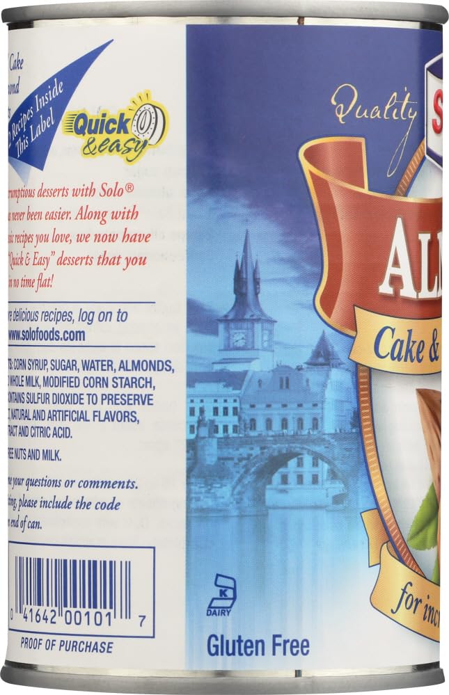 Solo Almond Cake and Pastry Filling 12.5oz, Pack of 6