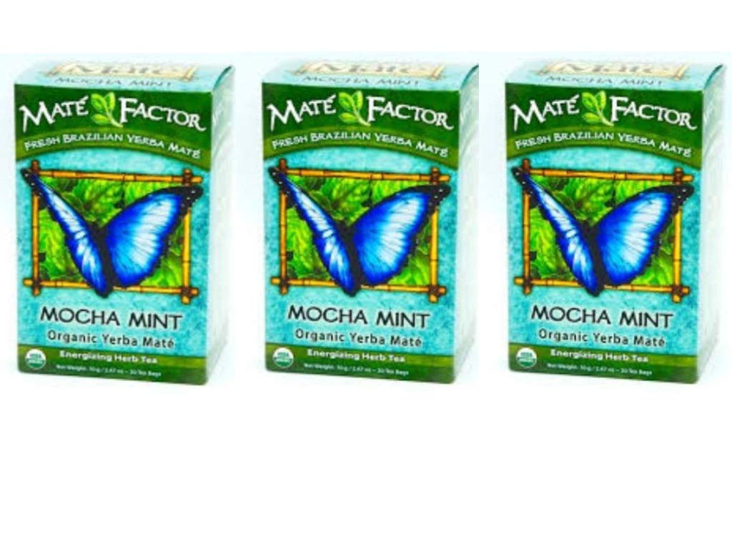 The Mate Factor Yerba Mate Energizing Herb Tea, Mocha Mint , 20 Tea Bags (Pack of 3)