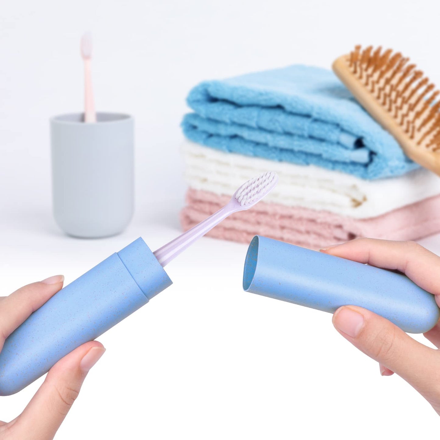 4 Pack Toothbrush Travel Case, Hooqict Portable Breathable Travel Toothbrush Holder For Traveling, Camping, Home, School, Busine