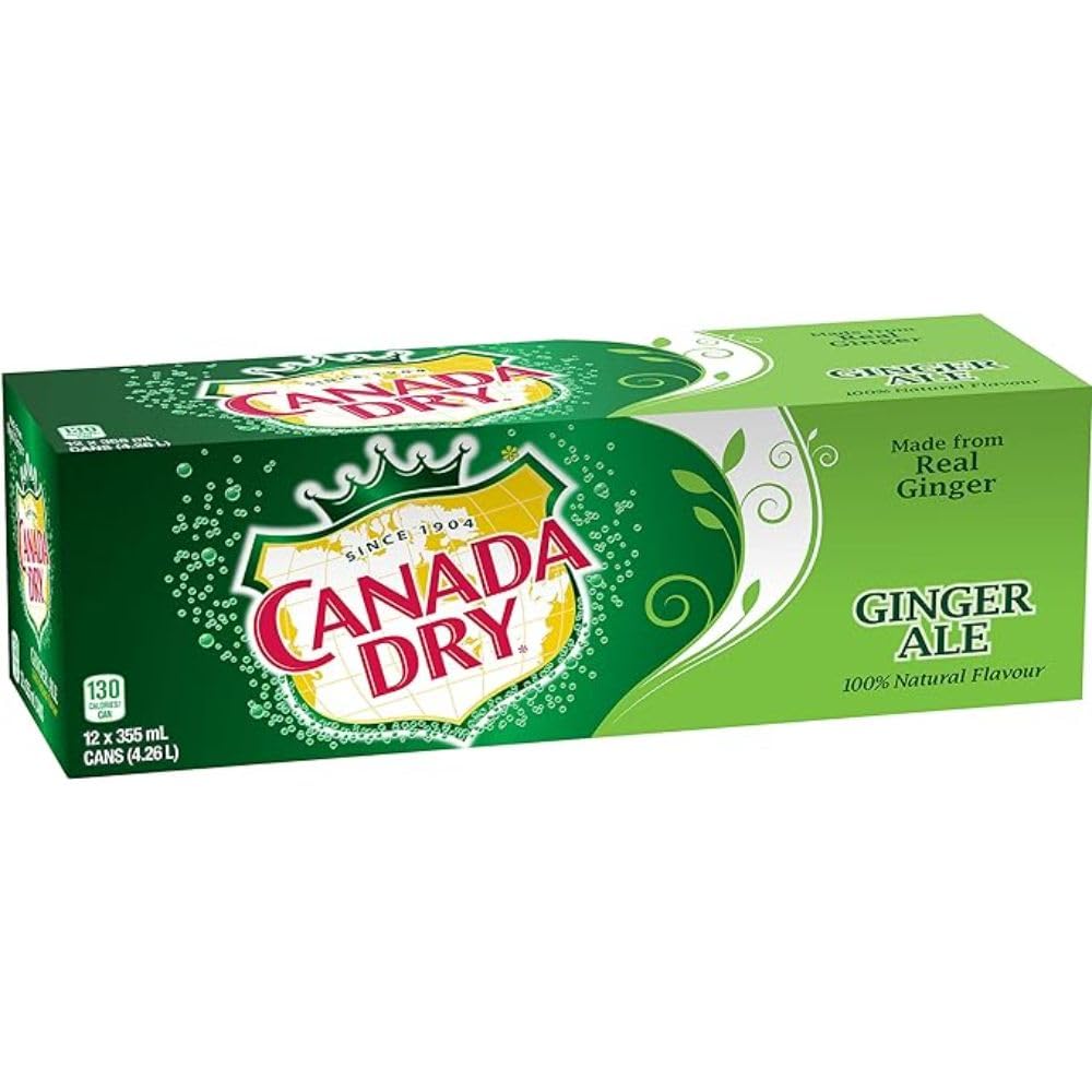 Canada Dry Ginger Ale, 12 Count, 355 ml Cans, Pack of 12, Refreshing Soft Drink