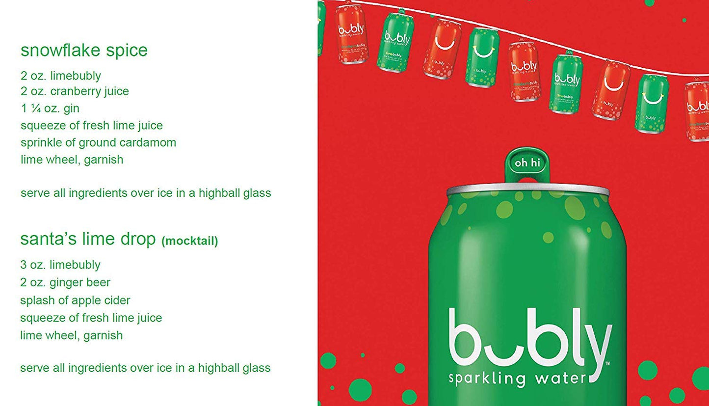 Bubly Sparkling Water, Lime, Zero Sugar & Zero Calories, Seltzer Water,12 Fl Oz Cans (Pack of 8)