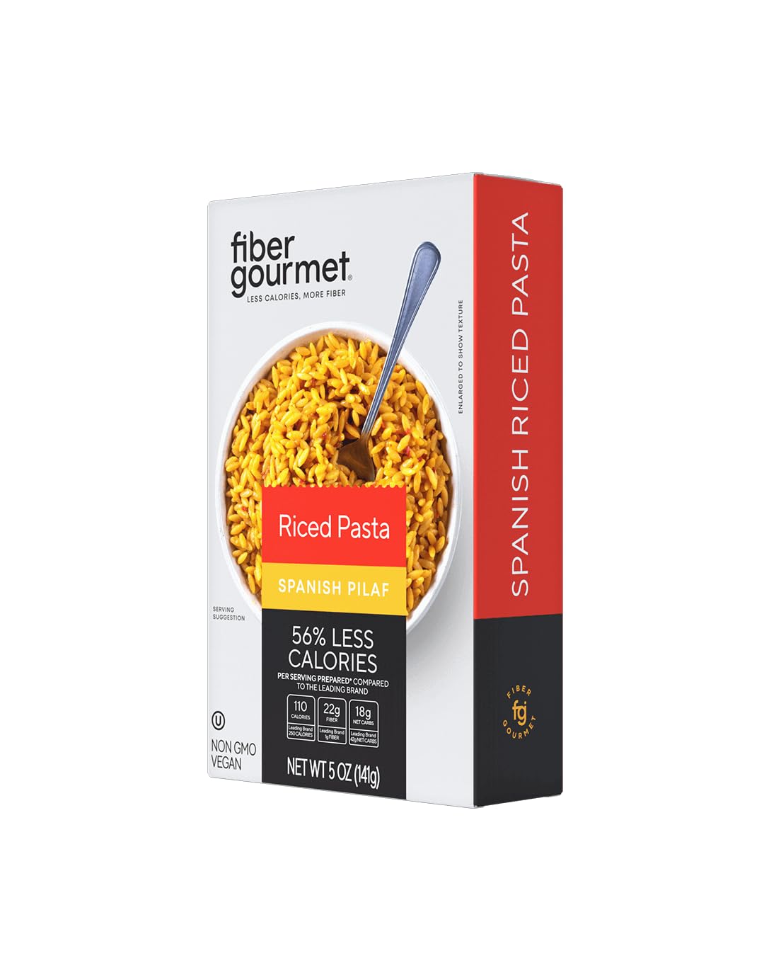Fiber Gourmet Pasta – Spanish Pilaf Riced Pasta – Fiber-Rich, Low Calorie – Pack of 6 – Vegan, Kosher, Non-GMO