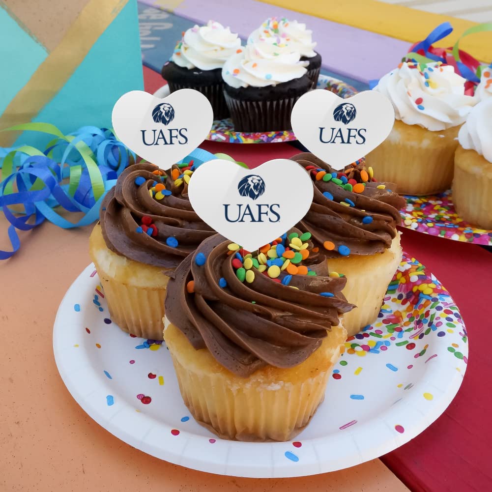 GRAPHICS & MORE Cupcake Toppers Set of 6 - University of Arkansas Fort Smith, Acrylic, Heart Love Design, One Size