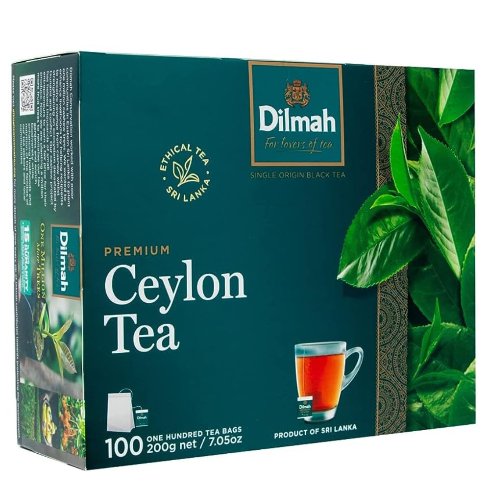 Dilmah Premium Ceylon Black Tea - Strong & Aromatic - 100 Tea Bags - Single Pack - Unblended Single Origin - Model DM82944