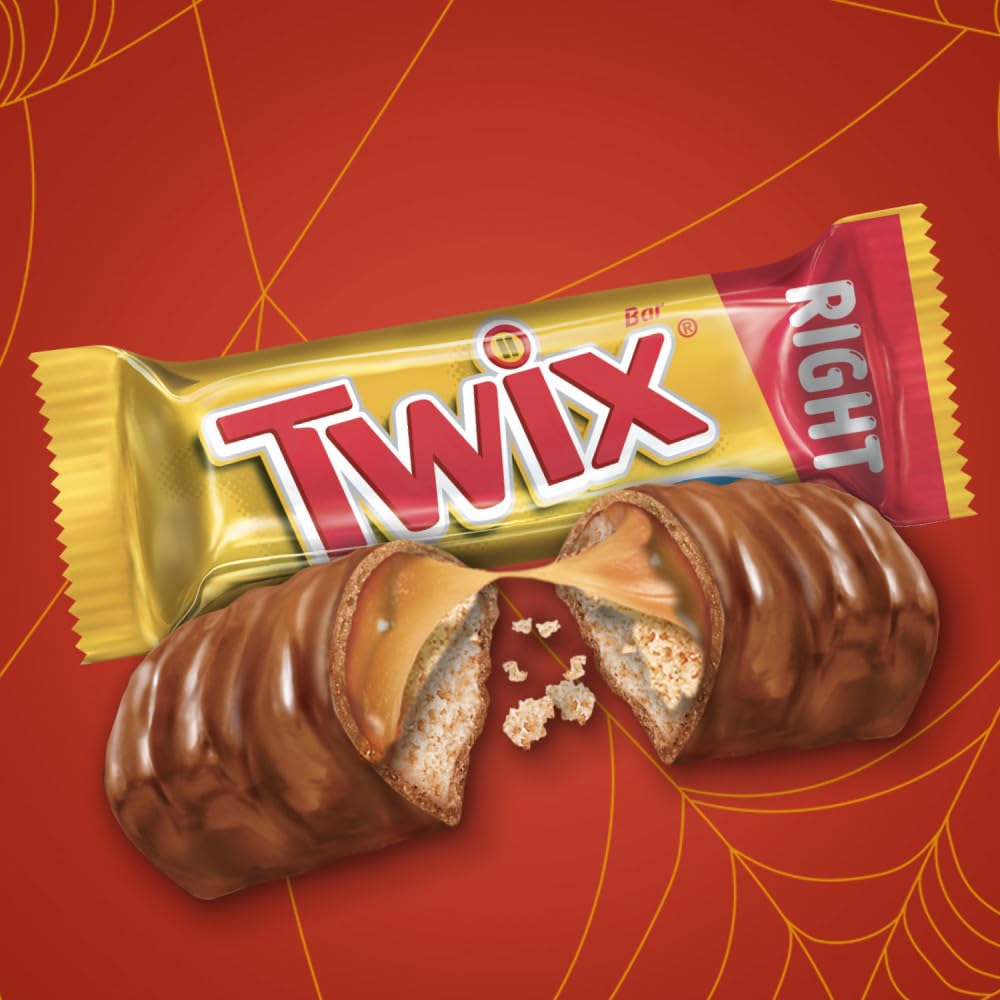 Twix Fun Size Caramel Cookie Halloween Chocolate Bars, 18.28 Oz Bulk Candy Jumbo Bag