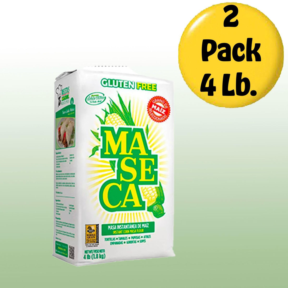 Maseca Traditional Instant Corn Masa Flour Gluten Free 4 Lbs Bag 2 Pack