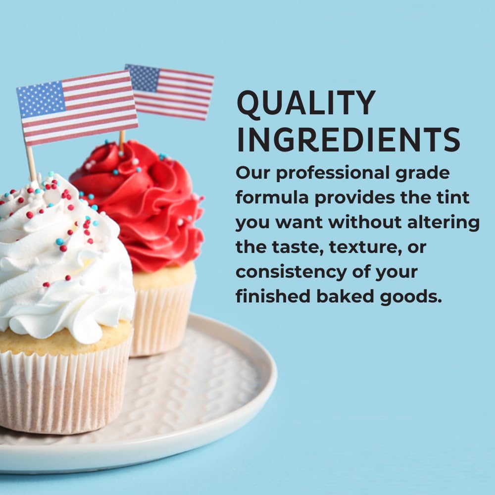 Chefmaster Liqua-Gel Food Coloring 4-Bottle Set, 0.7 oz Each, Vibrant Red, Blue, Yellow, White, Professional-Grade, Made in USA