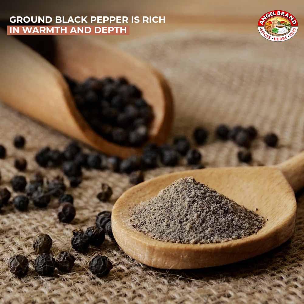 Angel Brand Ground Black Pepper – Fine Powder for Cooking and Seasoning – 15 oz Resealable Bottle