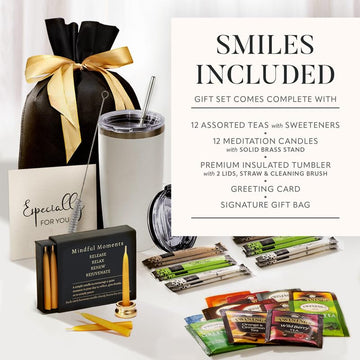 Michael Grace Gifts Tea Lovers Gift Basket - Includes Candles, Temperature Retention Cup, 12 Teabags - Black Tea - Model S-PL-11635