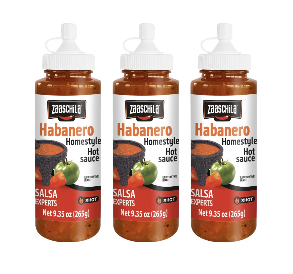 Zaaschila Mexican Sauce Habanero - 9.35oz (265g) 3-Pack - Spicy & Bold Flavor, Perfect for Sandwiches, Tacos, and More