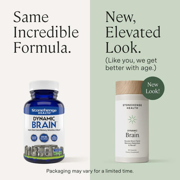Stonehenge Health Dynamic Brain Supplement – New Formula with BacoMind for Memory Acquisition, Retention, & Recall with 40 Unique Nootropic: Choline, Phosphatidylserine, and Huperzine A