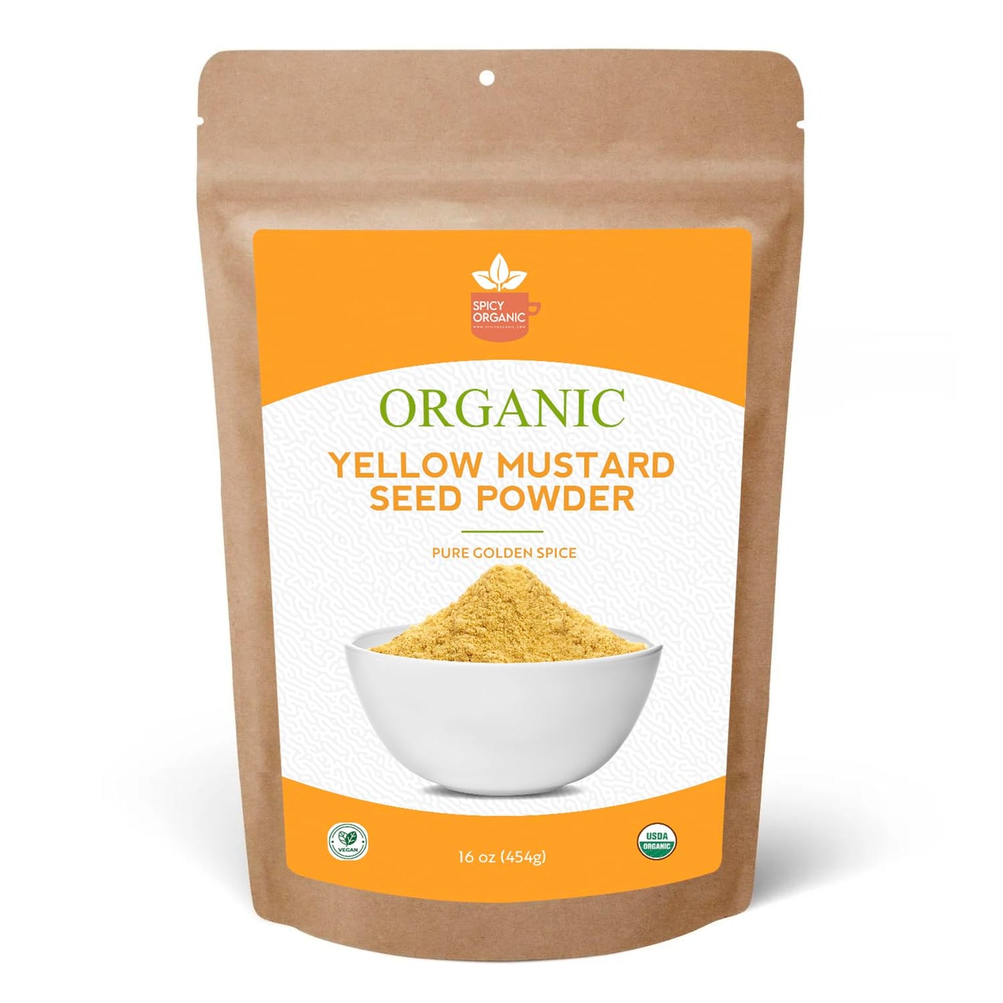 SPICY ORGANIC Ground Yellow Mustard Seeds Powder-16 Oz. - Certified USDA Organic - The Perfect Pickling Spice for Cooking with A