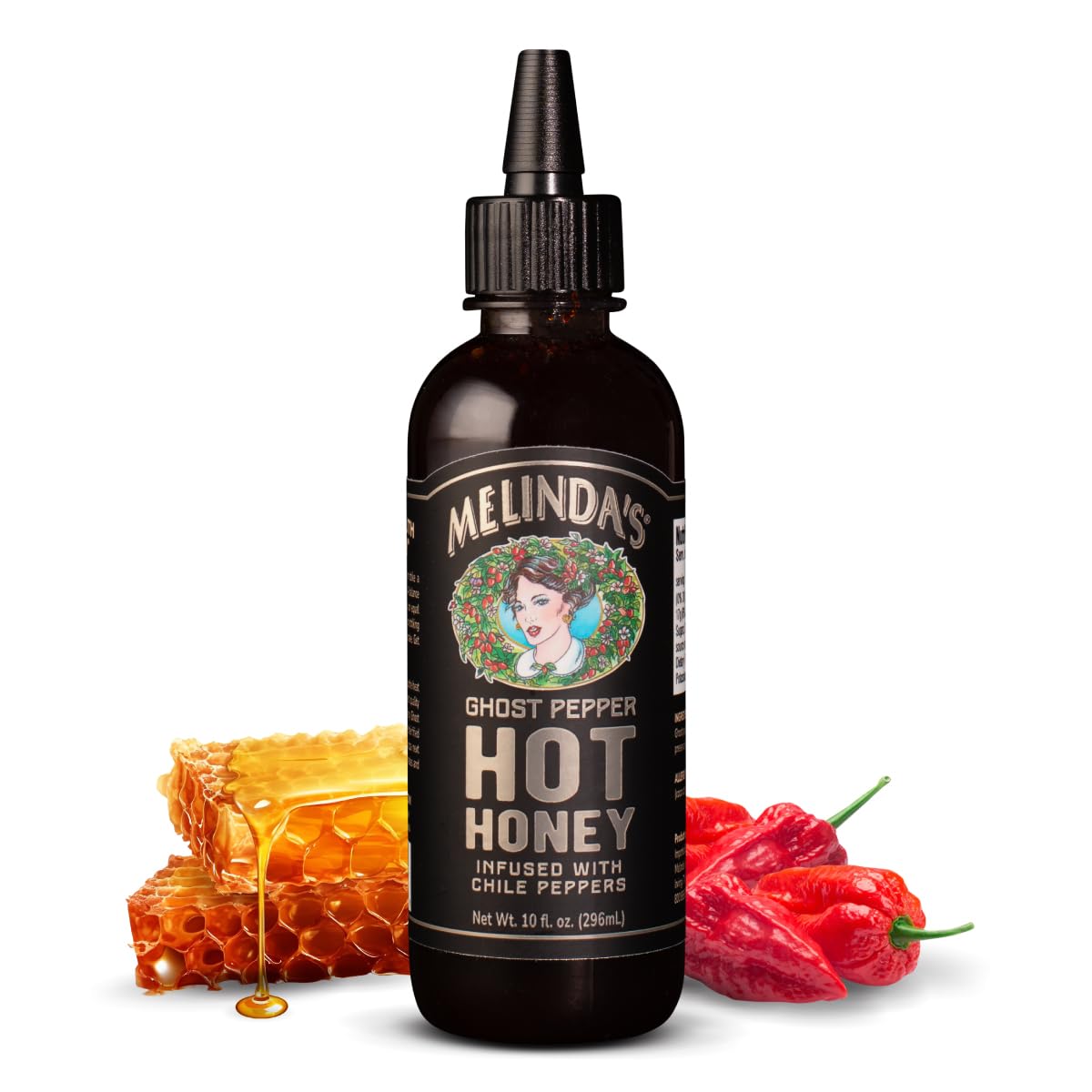 Melindas Ghost Hot Honey - 10 oz, 1 Pack - Exra Spicy Honey Sauce Made with Fresh Ghost Peppers - Infused Sweet & Spicy Sauce fo