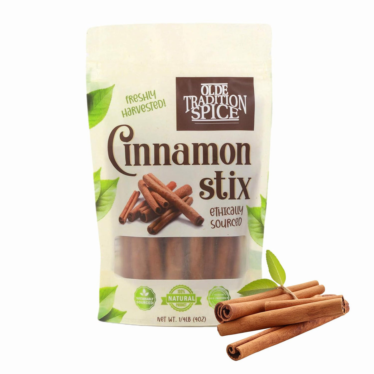 Olde Tradition Spice Organic Cinnamon Sticks Whole 4 Sticks, 4 oz - Ethically Sourced for Cooking, Drink & Crafting