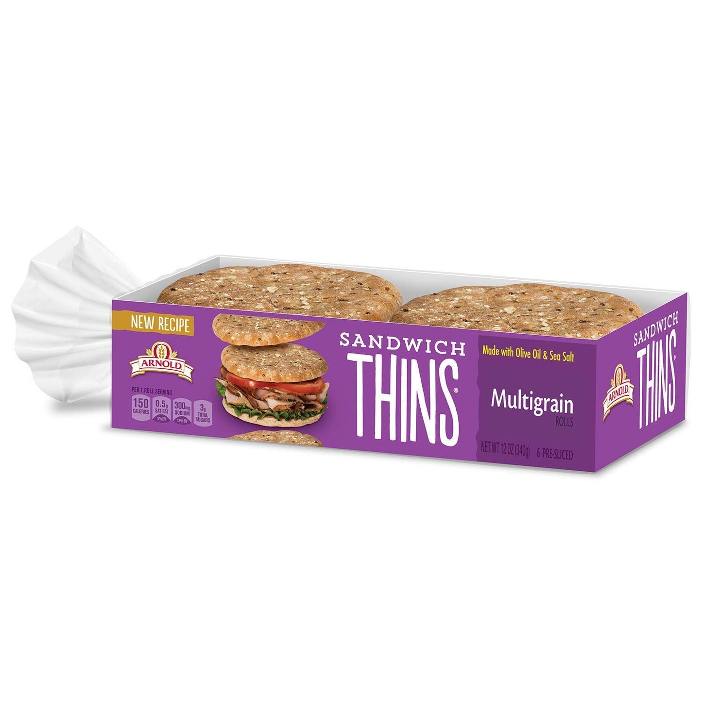 Arnold Select Sandwich Thins Multi-Grain 12 oz (Pack of 6)