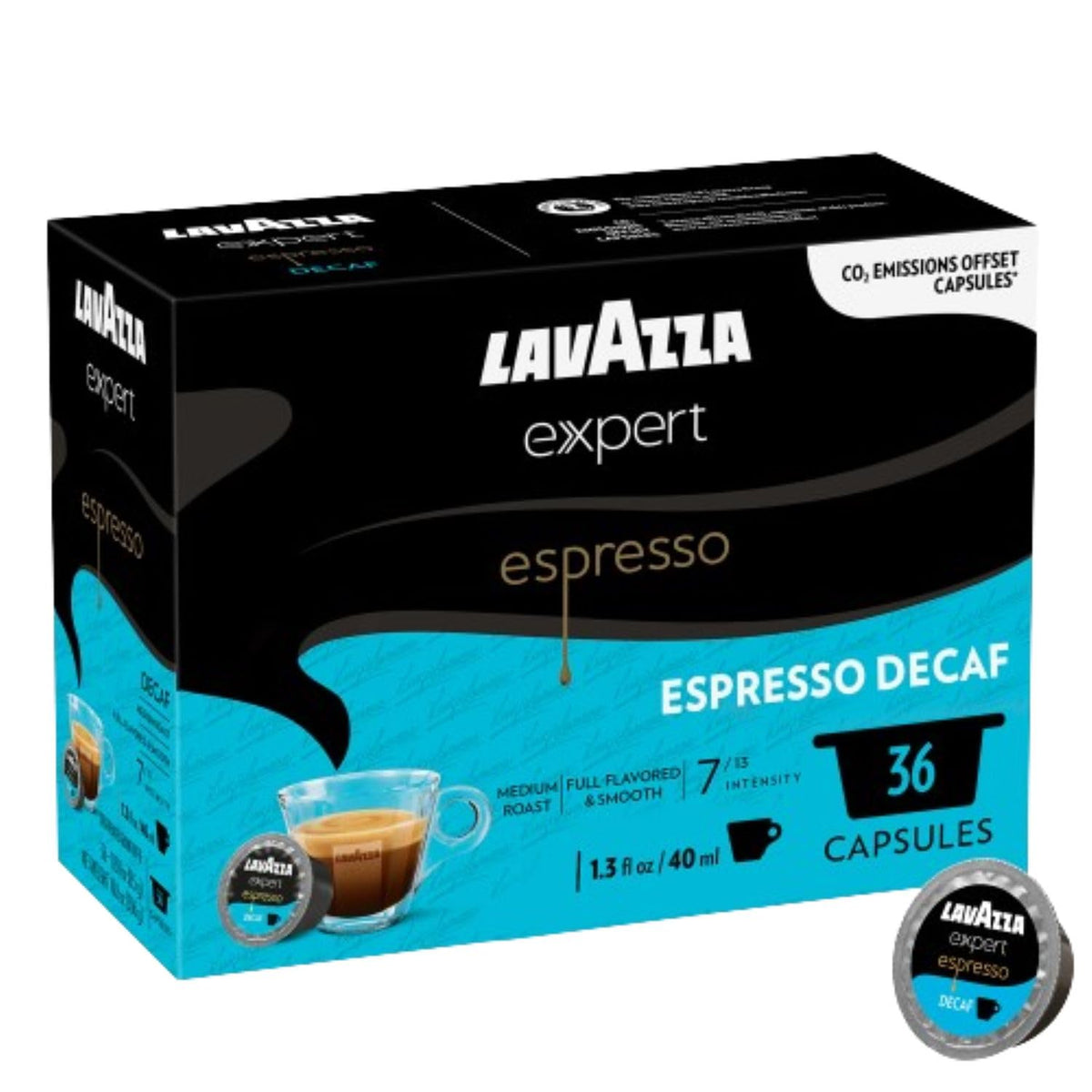 Lavazza Expert Espresso Decaf Capsules, Medium Roast, Arabica & Robusta, Compatible with Classy Machines, 36 Count