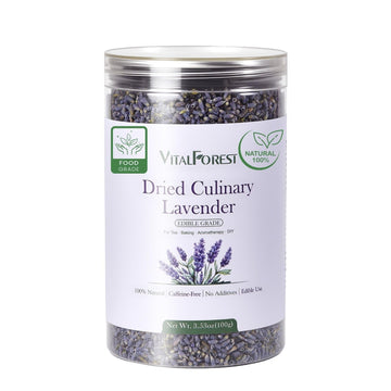 Dried Culinary Lavender - 100% Natural Food Grade Lavender Buds Herbs Tea  3.53Oz (100G)  Edible Lavenders Flowers For Drinks  Baking  Cooking  Tea  Bath Soak  Diy Skincare & Crafts