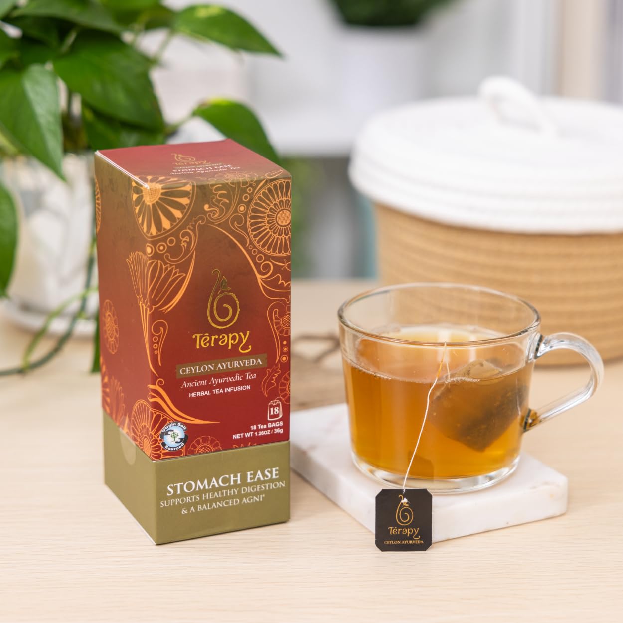 T  rapy Ceylon Stomach Ease Herbal Tea Bags | Soothes Stomach & Supports Healthy Digestion | All Natural Ayurvedic Ingredients I