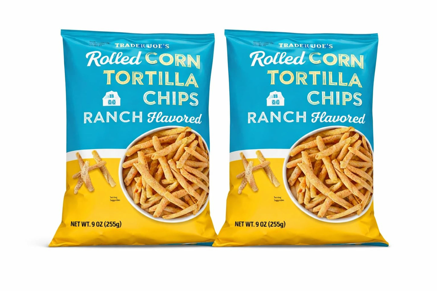 Trader Joes Ranch Flavored Rolled Corn Tortilla Chips, 9 Ounces, 2 Pack