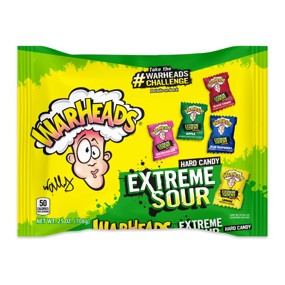 Warheads Extreme Sour Hard Candy 175 Pieces Assorted Flavors - 25 oz bag