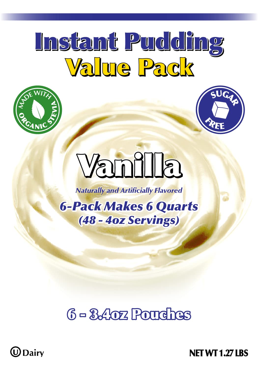 Gramzero Vanilla Sugar Free Pudding Mix 6-Pack, Great For Nutrition Club Meal Replacement Shakes, Low Calorie Dessert, Stevia Sw