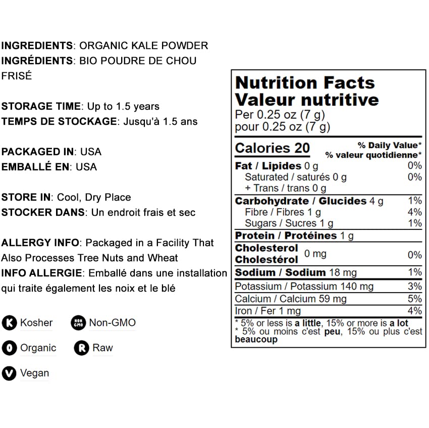 Food To Live Organic Kale Powder, 4 Pounds Non-Gmo, Made From Raw Dried Whole Leaves, Vegan, Kosher, Bulk, Great For Baking, Jui
