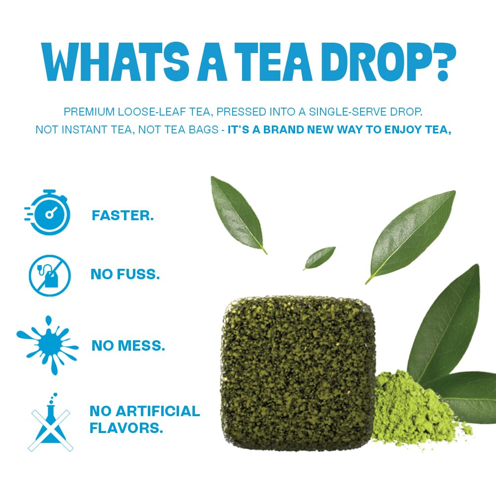 Tea Drops Gift Set - 9 Organic Loose Leaf Tea Samplers (Chai, Earl Grey, Citrus, Ginger, Rose, Matcha, Peppermint, Ube, Assam Th