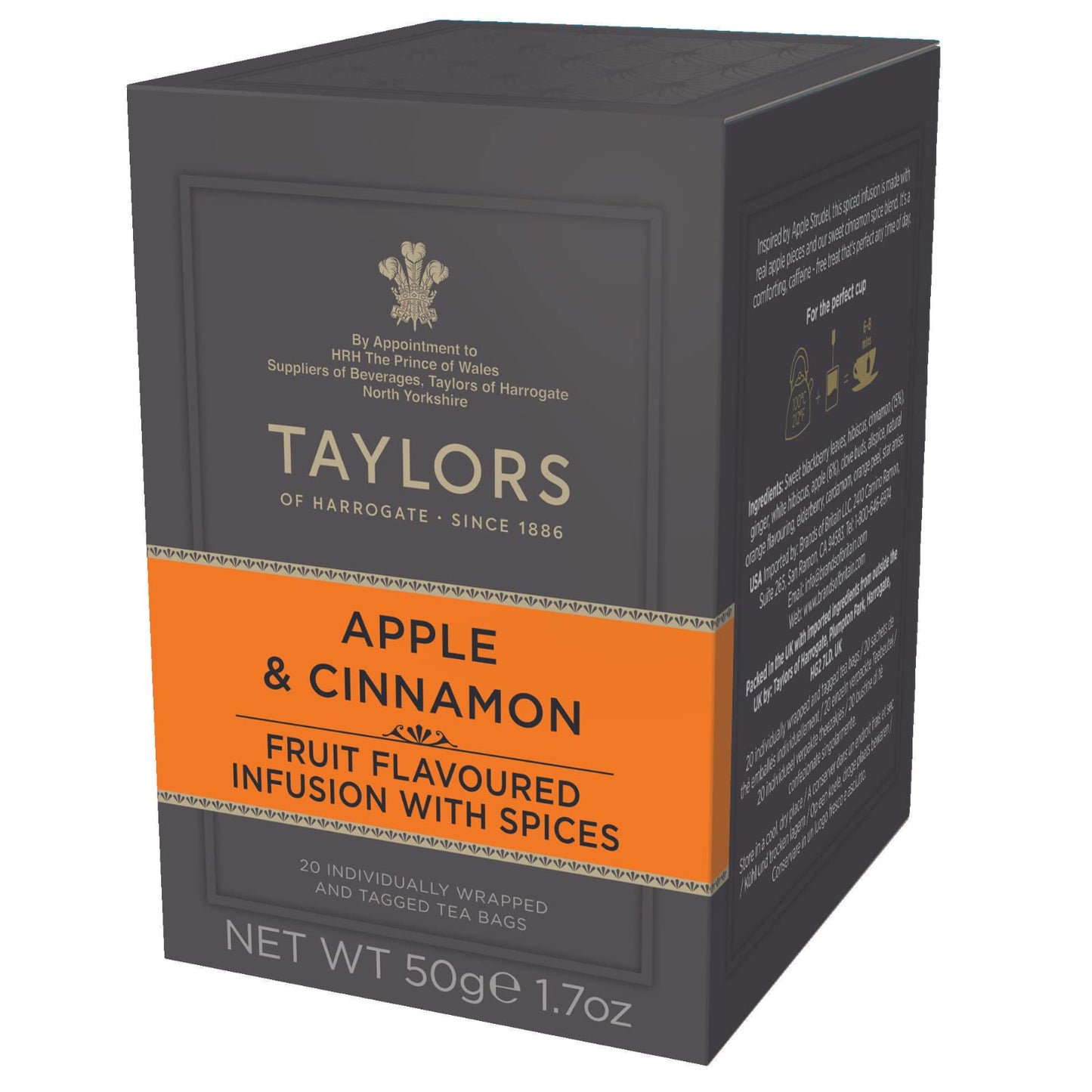 Taylors of Harrogate Herbal Tea Apple & Cinnamon, 20 Count (Pack of 6), Orange, Model 5005GL