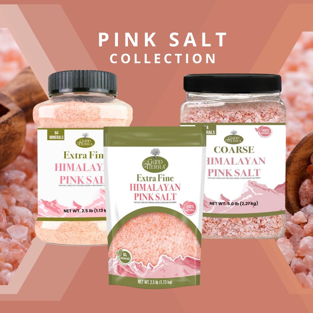 Good Tierra Himalayan Pink Salt in Jar - Extra-Fine Grain - 5 lb. (4 Pack)