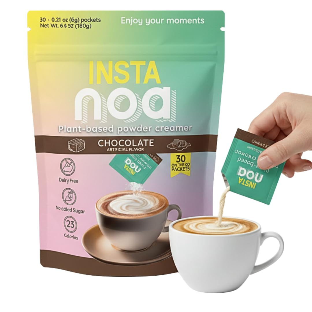 Noa Plant-Based Powder Coffee Creamer - Dairy-Free Coconut & Chocolate Falvor - No Sugar  Vegan  Keto-Friendly  Instant Non-Dairy Coffee Enhancer  30 Sachets Of 6G