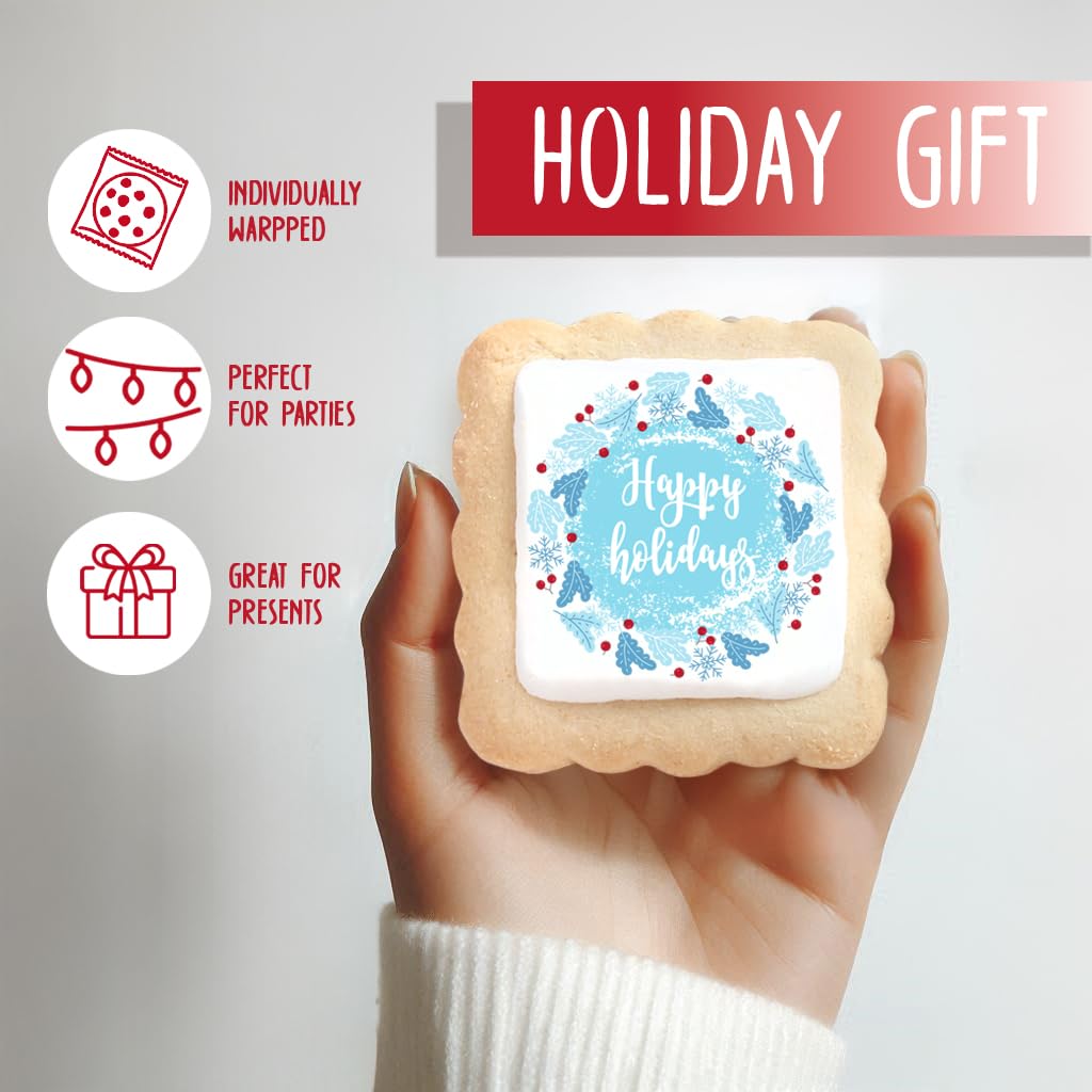 Happy Holidays Gift Basket Cookies Chocolate Chip Cookie Fudge Filled For Men Women Kids | INDIVIDUALLY WRAPPED | Large Cookies