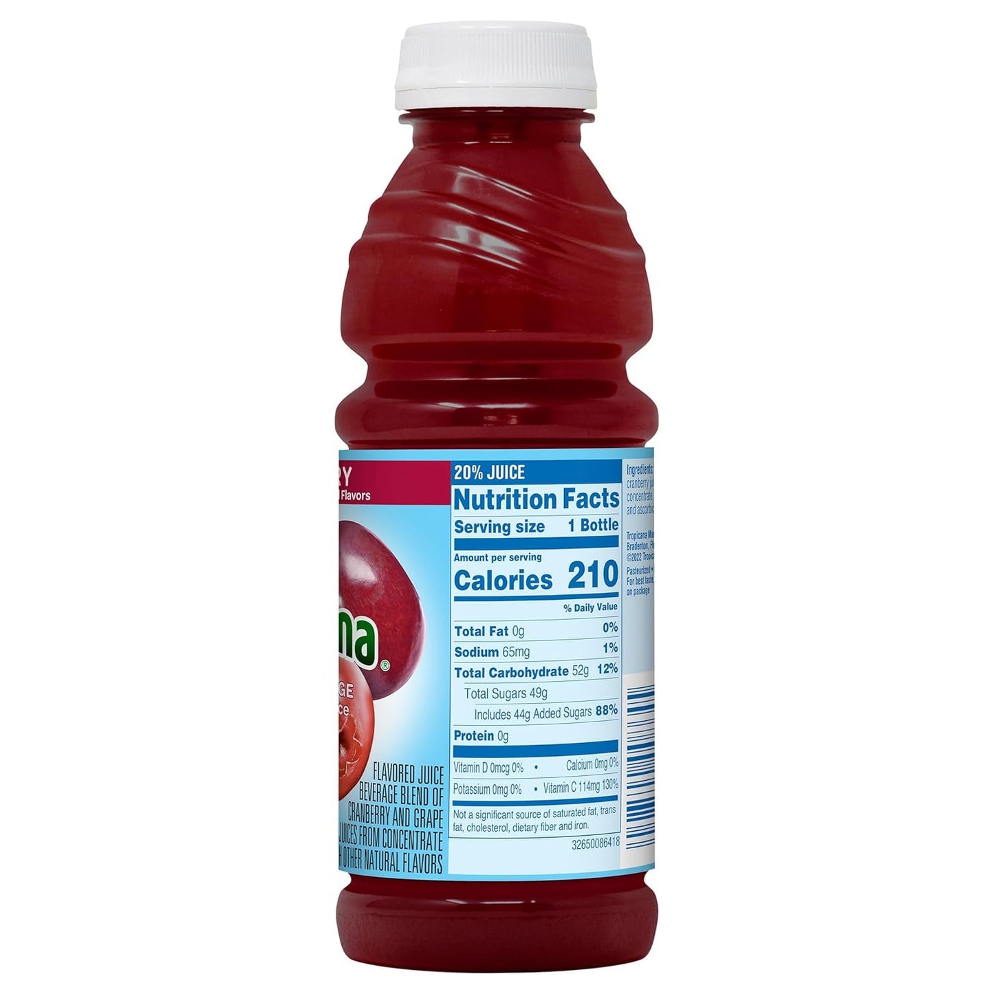 Tropicana Cranberry Juice Drink, 15.2 Ounce Bottle (Pack of 12)