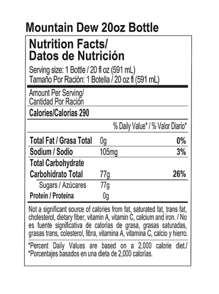 Mountain Dew Soda, 20 Fl Oz - Pack of 24 Cans, Refreshing Citrus Flavor
