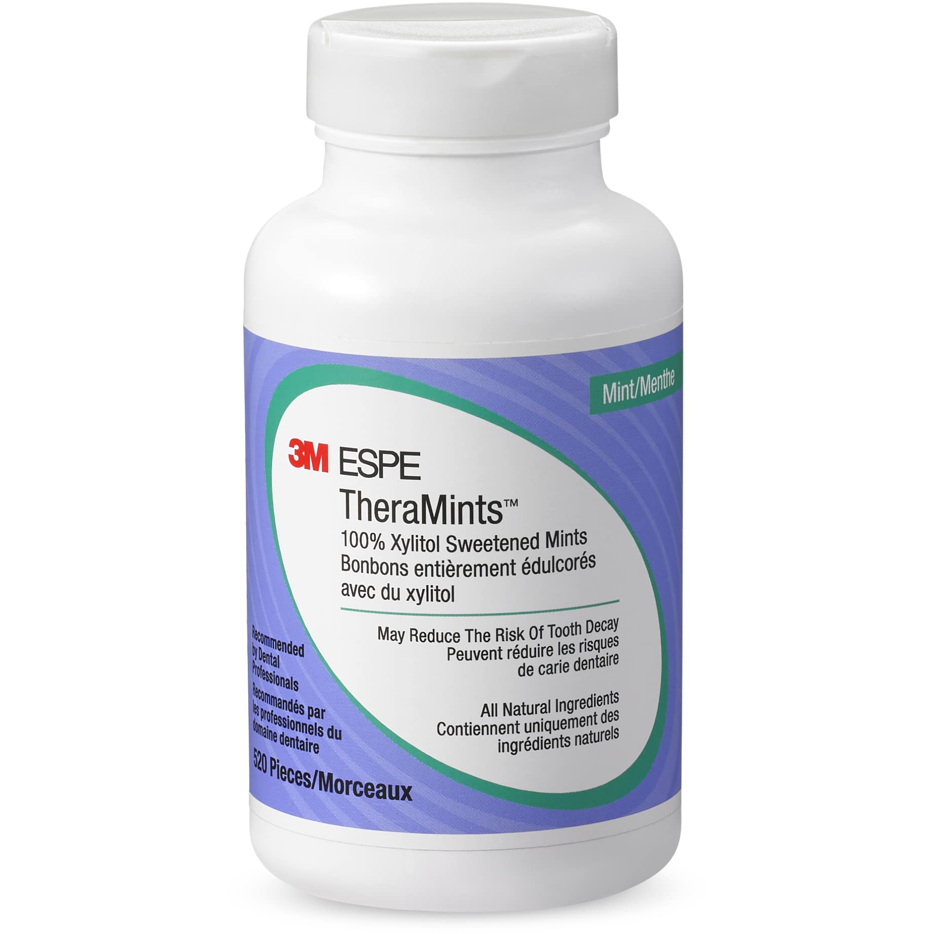 3M TheraMints 100% Xylitol Sweetened Mints, Mint Flavor, 520 Count, Model 12119M